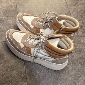 Dolce Vita Cream and Tan High-Top Sneakers